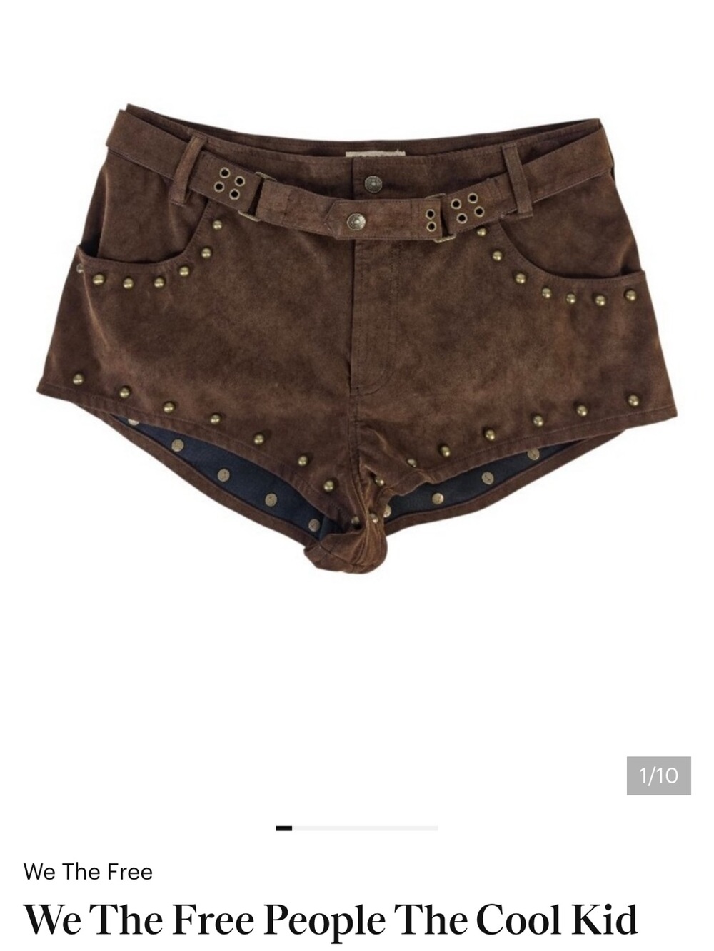 We The Free Brown Suede Studded Women's Shorts size 6